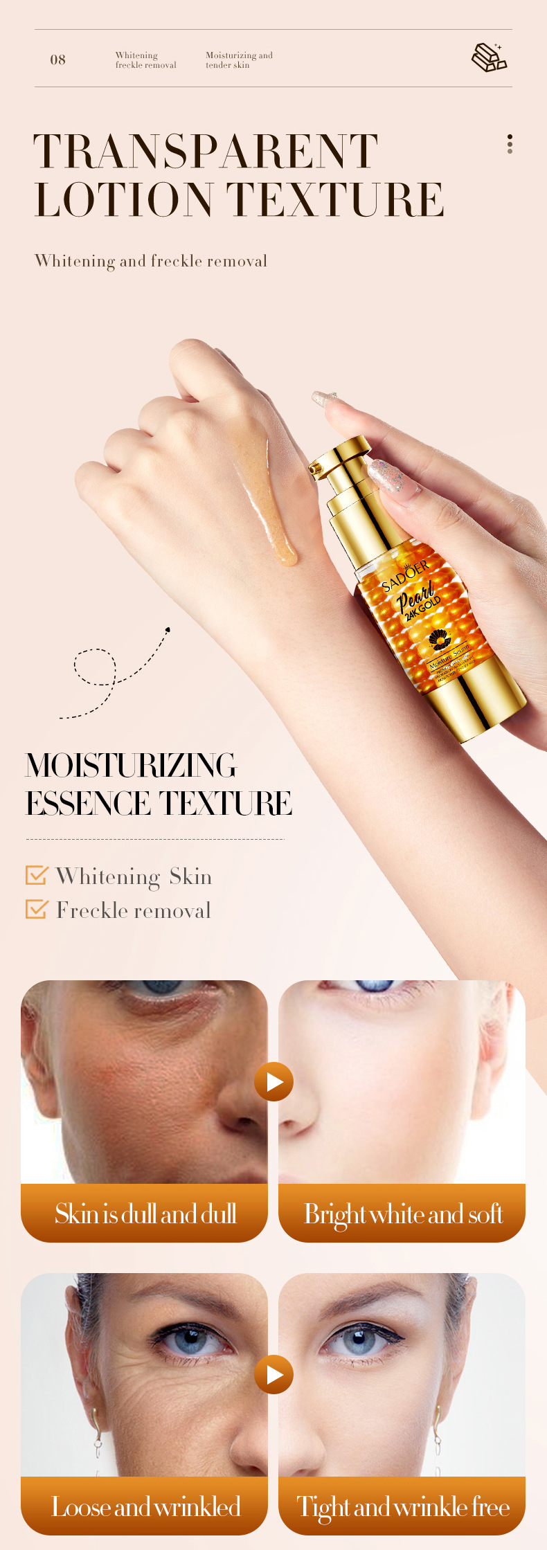Crème visage éclaircissante et hydratante au collagène perle d'or_voghion.com