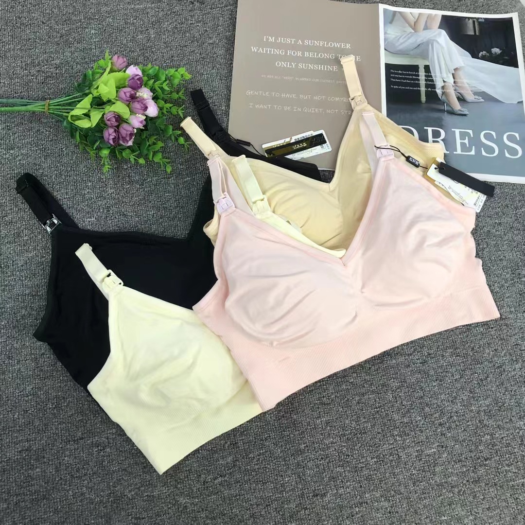 Nuevo tipo de embarazada sin anillo de acero abierto delantero gran tamaño de bra de lactancia de lactancia ajustable tipo de bra sin costura de la ropa interior