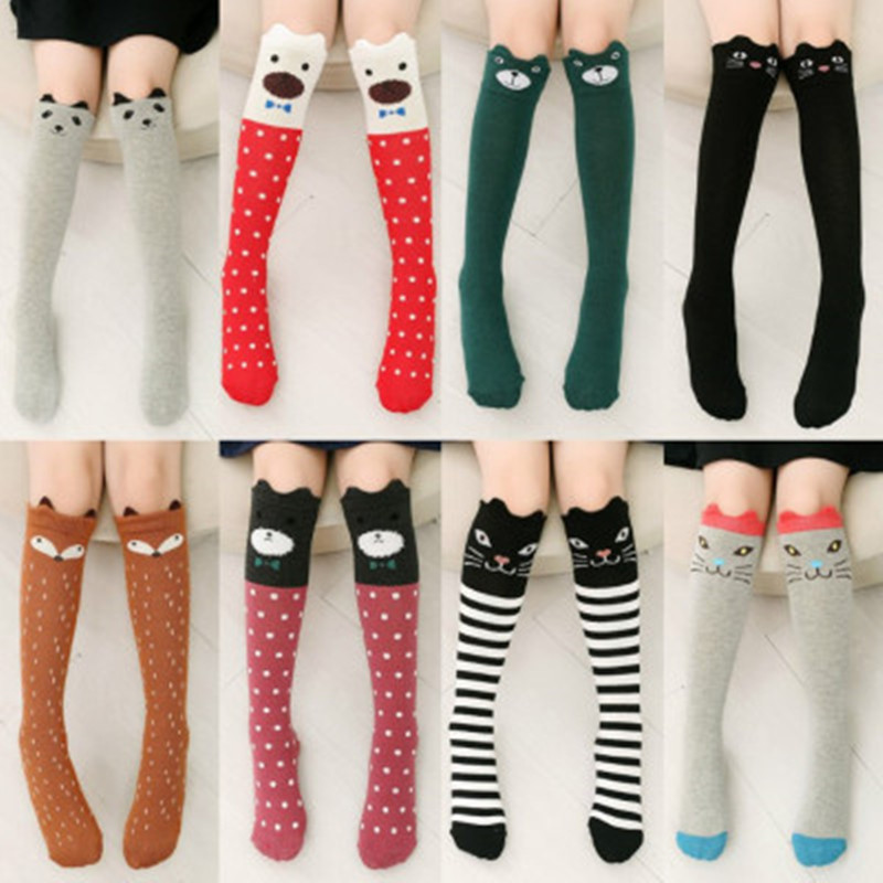 3 pairs Girls princess stage performance socks Children's tube socks Girl high stockings over the knee spring and autumn cartoon stockings