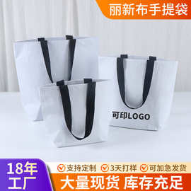 空白丽新布袋覆膜手提袋rpet手提环保大容量防水购物服装袋定制