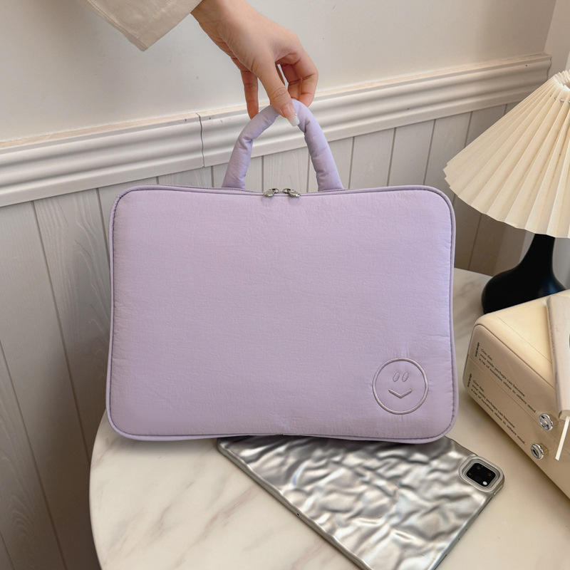 Silver Bow Quilted Laptop Sleeve Fashionable Thickened Shockproof Notebook Tablet Storage Protective Case