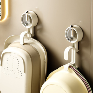 Light Luxury Suction Cup Washbasin Rack Hook Bathroom Basin Storage Rack Storage Rack Storage Rack for Toilet Hole-free Household Hanging Basin Footbasin