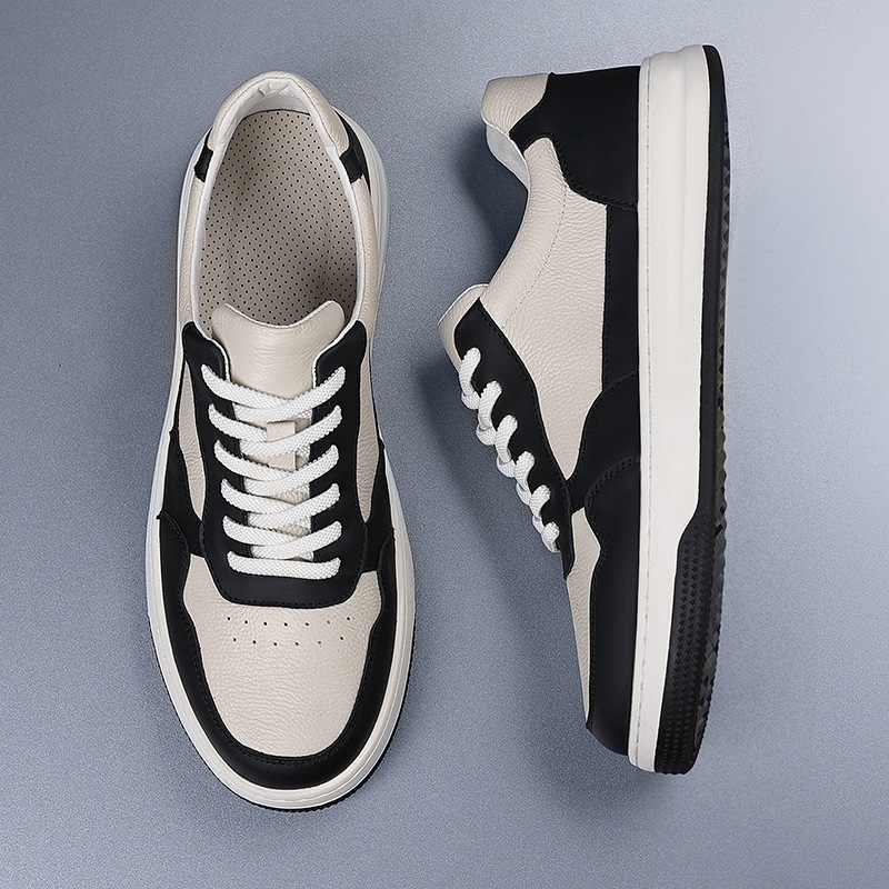 头层牛皮新款男士休闲鞋真皮透气男款小白鞋百搭潮流板鞋男鞋鞋子