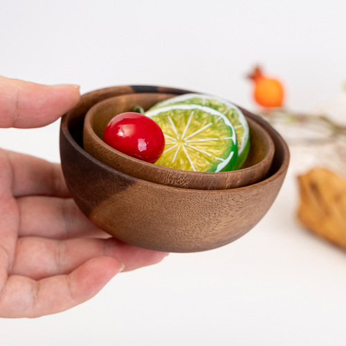 Acacia wood fruit plate round dish dipped sauce tray fruit wood hotel wooden fruit plate snack plate manufacturer wholesale