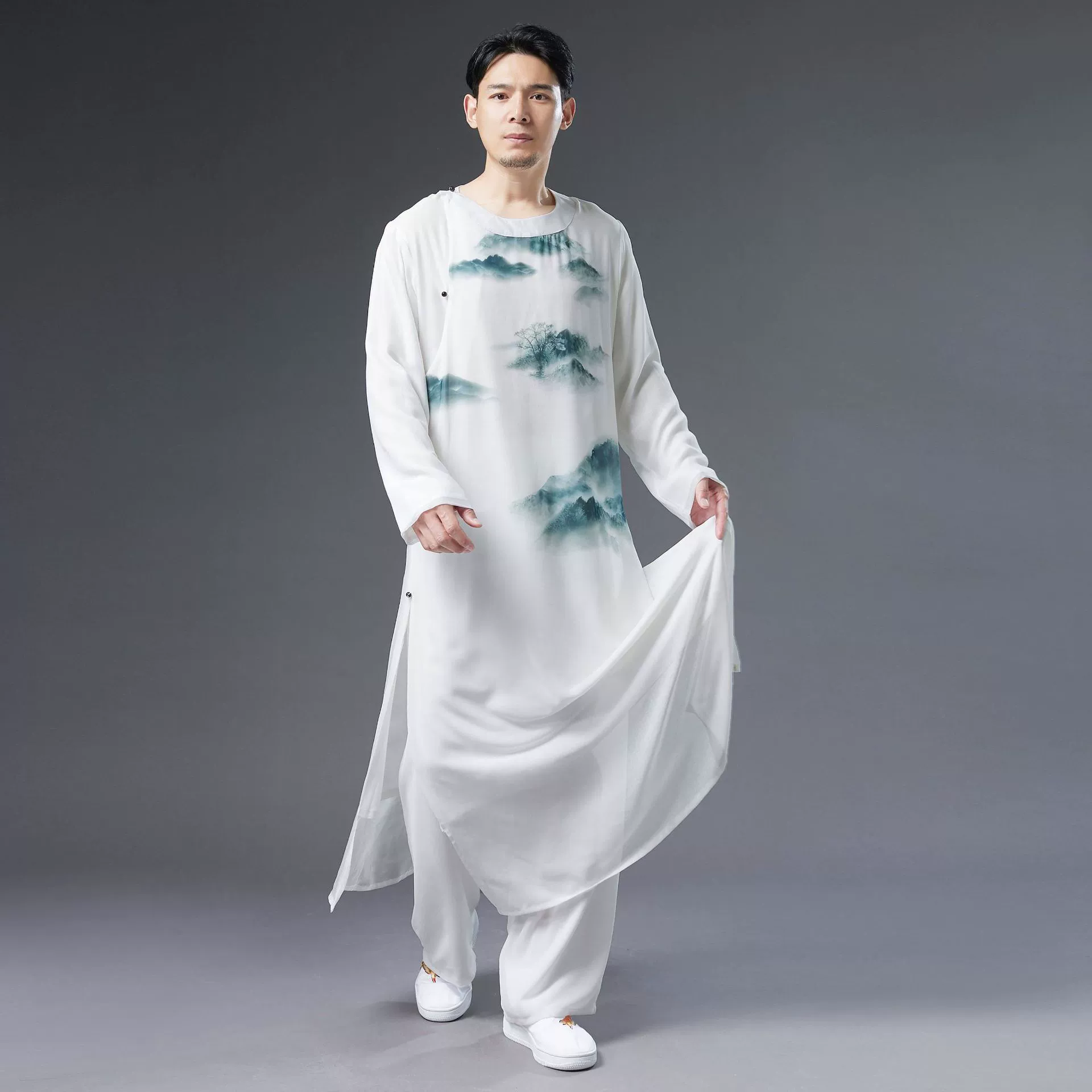 Summer white Hanfu, round collar, Chinese style