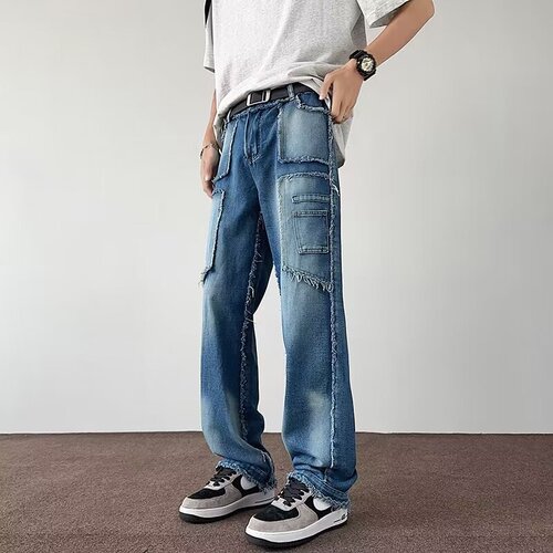 Spring and summer American dirty pants, heavy washed tie-dyed, ready-made, straight jeans, pants, bell-bottom pants
