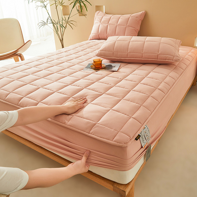 2024 nuevo estilo suave y agradable para la piel de algodón de doble cara cubierta de cama a prueba de polvo cubierta protectora de colchón acolchado con todo incluido cuatro estaciones