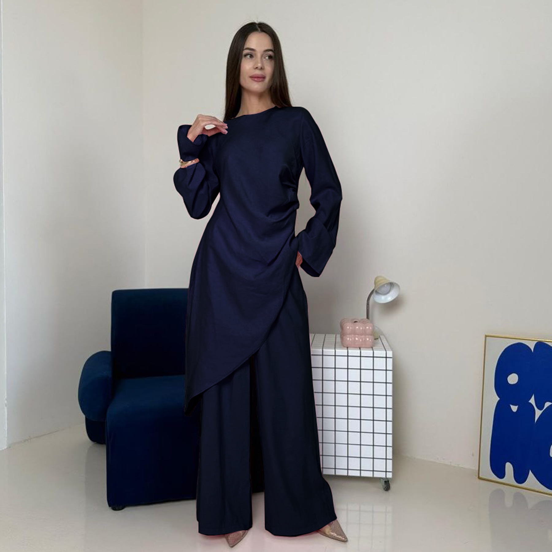 2025 Camisa larga + pantalón conjunto de dos piezas LR1105 image 2
