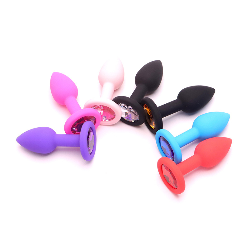 Silicone Anal Plug Set, 4-Piece Progressive Sizes with Pink Jewelled Base — detail image 5