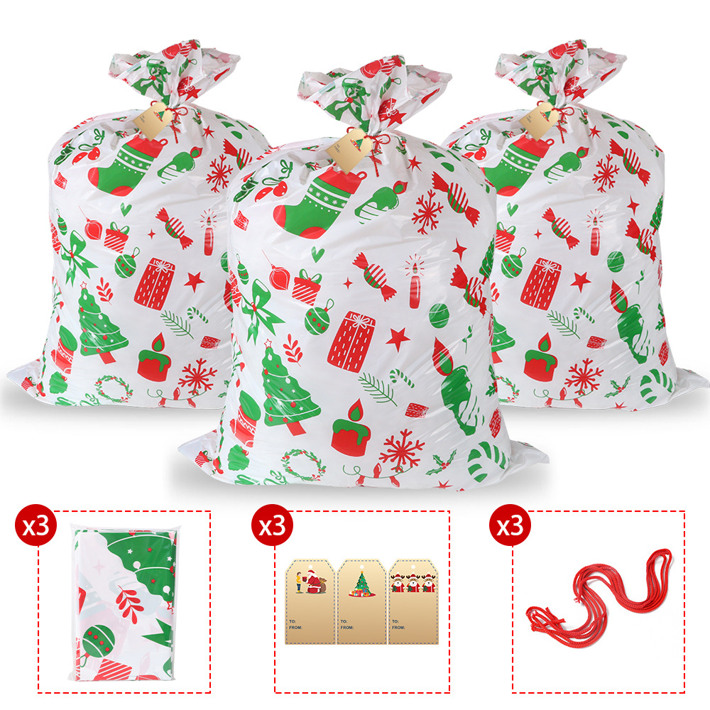 En stock comercio electrónico transfronterizo nueva bolsa de regalo de Navidad PE bolsa de regalo de plástico bolsa de regalo de Navidad