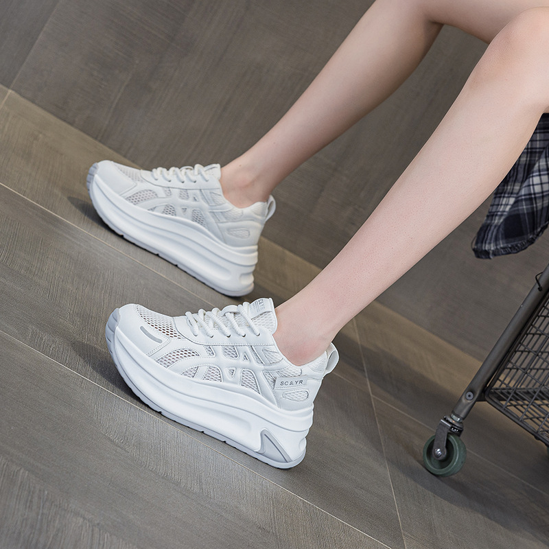 Giày sneaker nữ đế dày tăng chiều cao phong cách Agan, mẫu mới hè 2026 — M2852 Màu be, M2852 màu xanh lam, M2852 Màu vàng