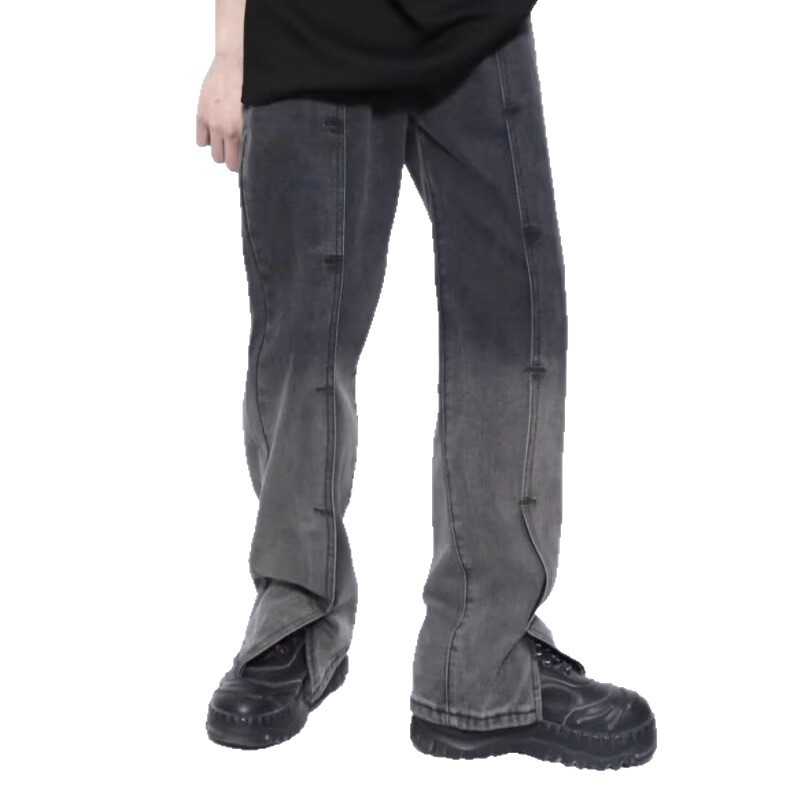 Jeans retro estadounidenses para hombres 2026 primavera y otoño nueva marca de moda de la calle alta delgada recta pantalones casuales de boquilla