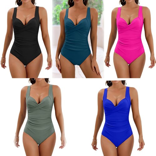 2025 European and American Style Crossed Backless Bikini One-piece Swimsuit Sexy Solid Color Belly-Covering Swimwear