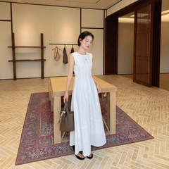 DIGM ミニマリストハイエンドプリーツステッチベストドレス 2025 春夏ラウンドネックウエストドレス女性 A60539