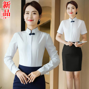 White shirt professional suit women's clothing 2024 new summer thin work clothes temperament commuter shirt reception uniform
