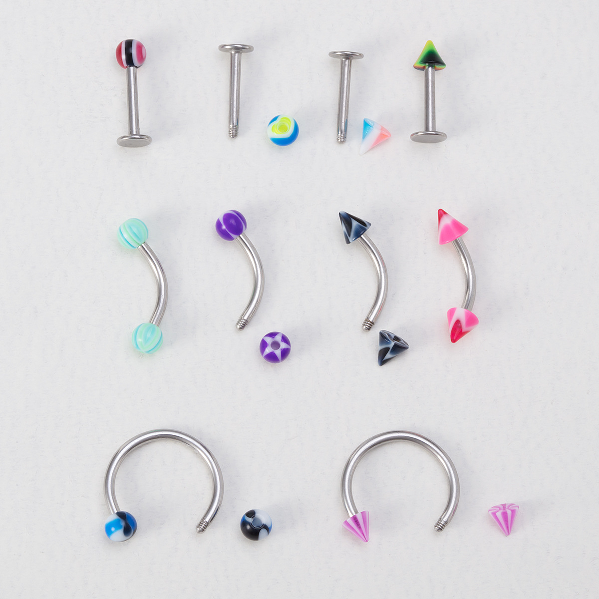 Simple Style Round Stainless Steel Arylic Nose studs 1 Set