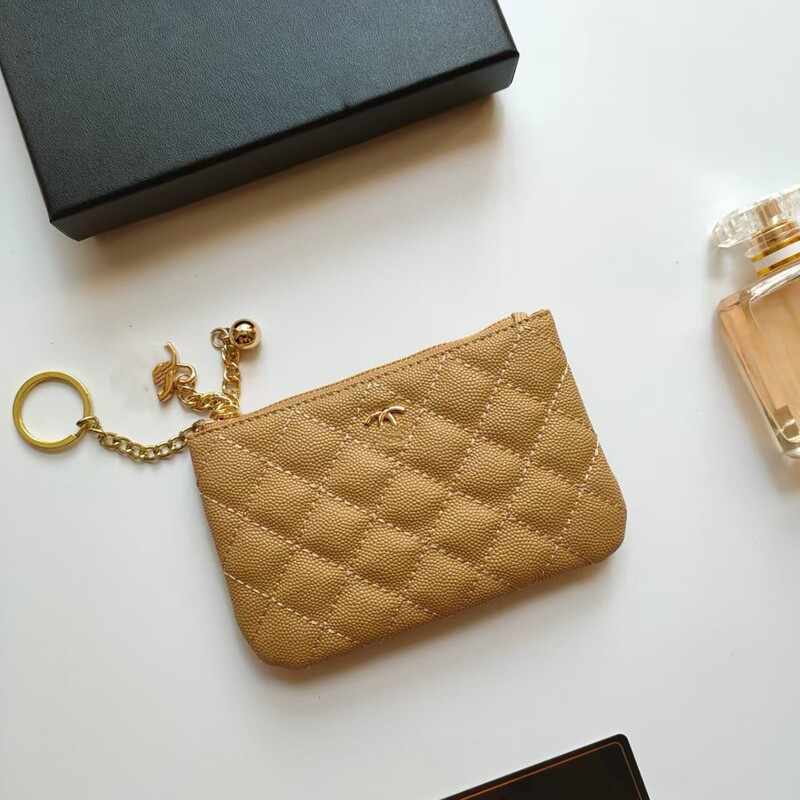 Fragrant Style Zipper Coin Purse, Genuine Leather, Ultra-Thin, Diamond-Patterned, New Card Holder, Simple and Compact Coin Storage Bag Fragrant Style Zipper Coin Purse, Genuine Leather, Ultra-Thin, Diamond-Patterned, New Card Holder, Simple and Compact Coin Storage Bag
