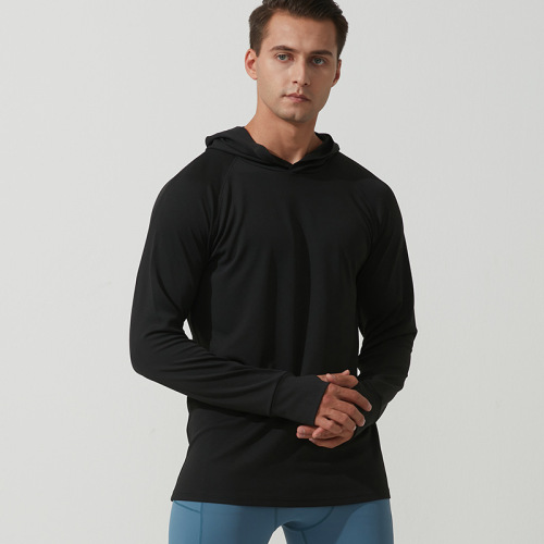 Outdoor casual sports tops, men's new autumn thumb hole loose hoodie jacket, running fitness sweatshirt