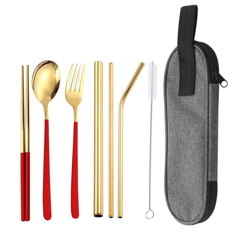 레드 골드 7 개 세트/다크 그레이 가방