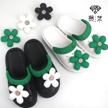 适配洞洞鞋配饰diy鞋花立体填充棉五叶花鞋扣笑脸珍珠配件鞋带套