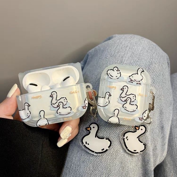 Ins Cartoon Swimming Duck Airpods4 Cover para Apple Pro3 Cover de auriculares Colgante