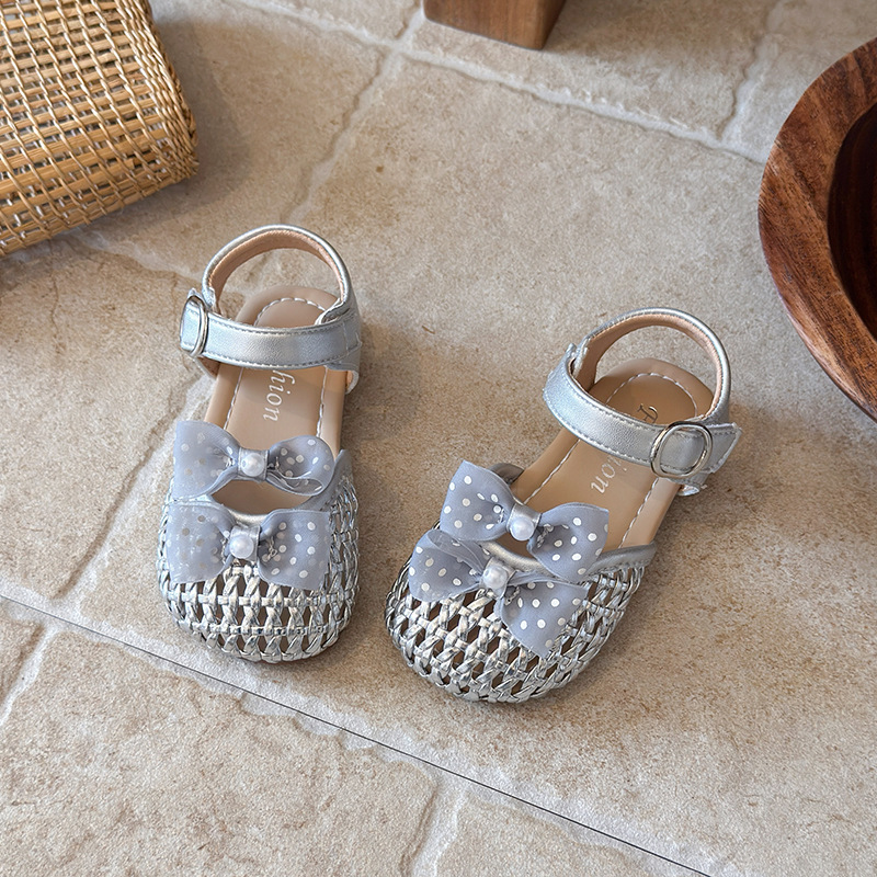Niñas sandalias trenzadas 2026 verano nuevo bebé arco sandalias huecas zapatos princesa para niños image 8