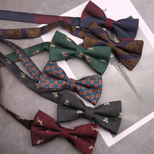 Bow Tie Fashionable Men's Suit Accessories British Formal Wedding Ceremony Double-Layer Flower Men's Striped Animal Pattern Bow