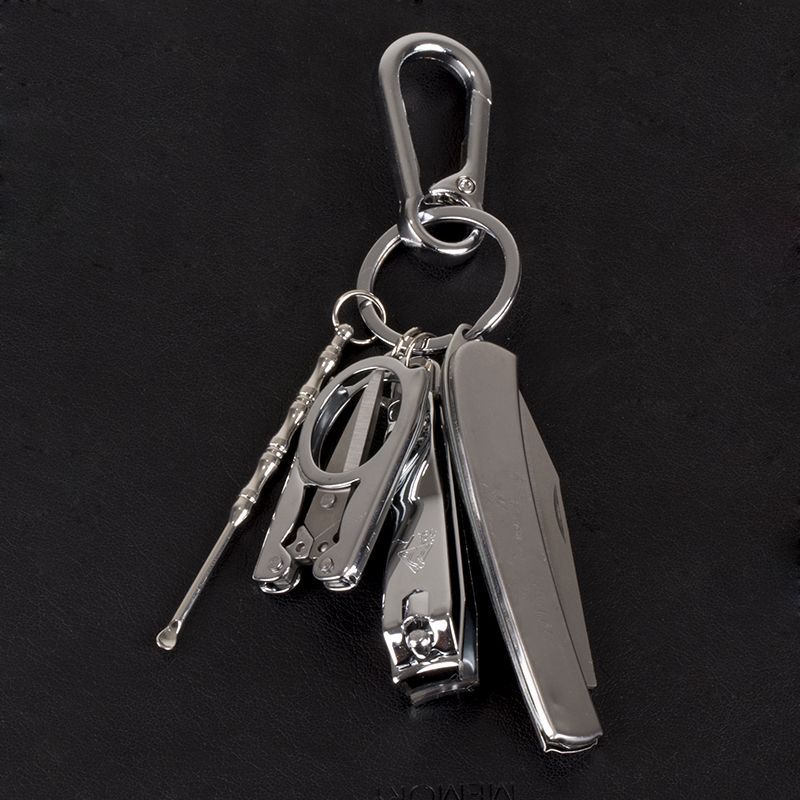 钥匙扣五件套指甲刀挖耳勺便携式折叠不锈钢小剪刀钢刀挂钥匙圈
