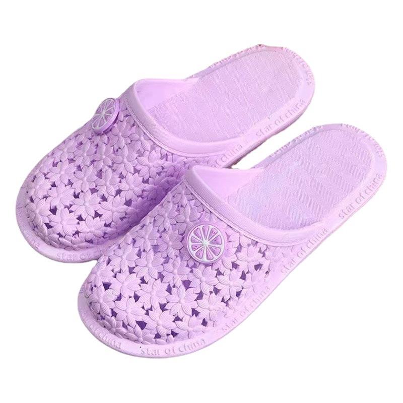 Nuevas zapatillas planas antideslizantes hollow-out lindo color sólido playa verano al aire libre baño zapatos de mujer sala de Casa sandalias de Punta cerrada