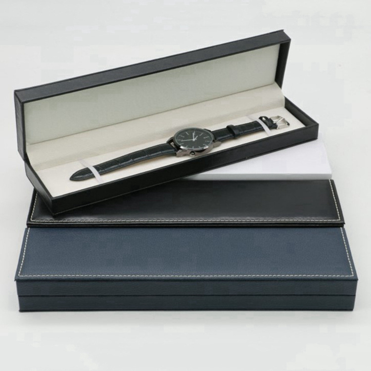 Rectangular Watch Box Gift Box Long Watch Box Single Flip Long Watch Leather Box Packaging Storage Watch Box
