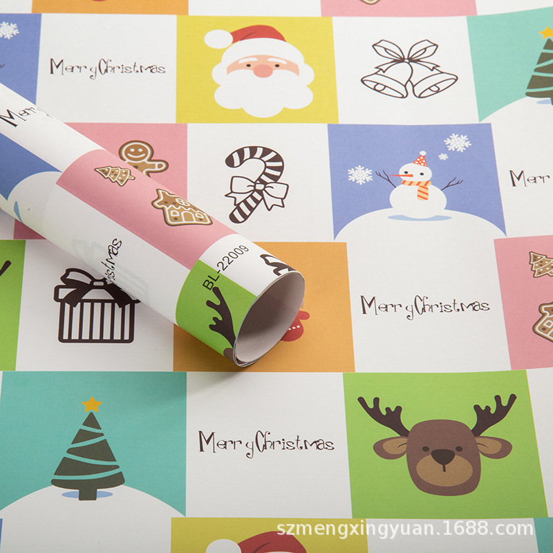 Papá Noel a cuadros de color blanco * papel kraft blanco 70*50cm hoja
