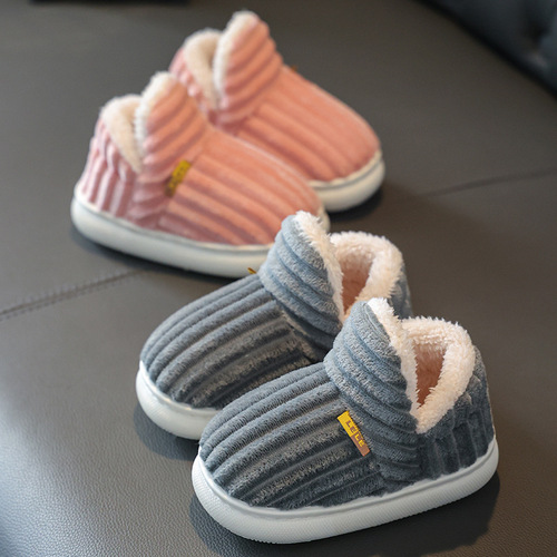 Winter children's cotton slippers warm packing, fluffy unisex boy and girl home parent-child thick sole infant baby cotton shoes