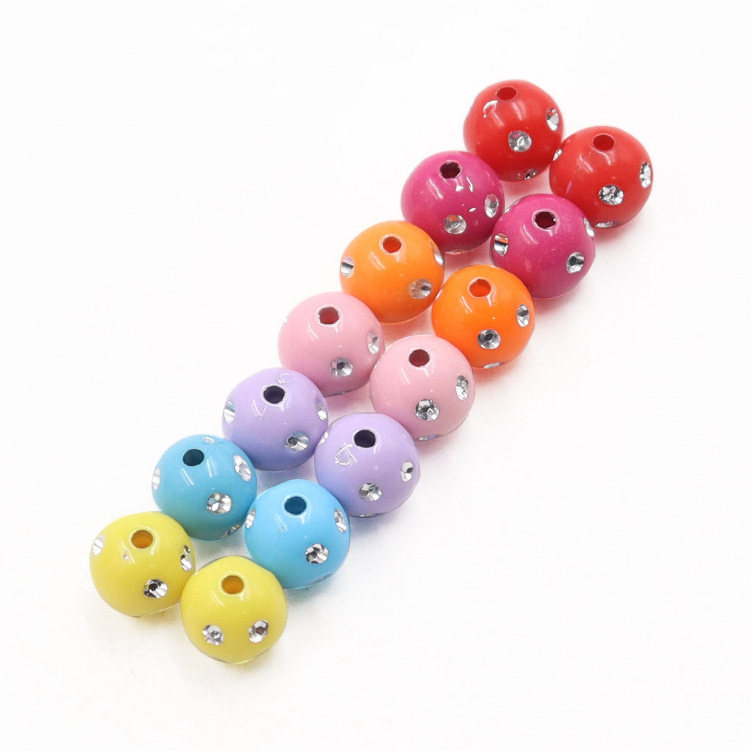 Acrylic children's round beads with zircon