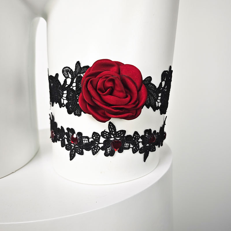 T2 Lianhuo Rabbit New Product Handmade Bridal Lace Leg Ring Set Red Rose Flower Garter Sexy Ring Pair