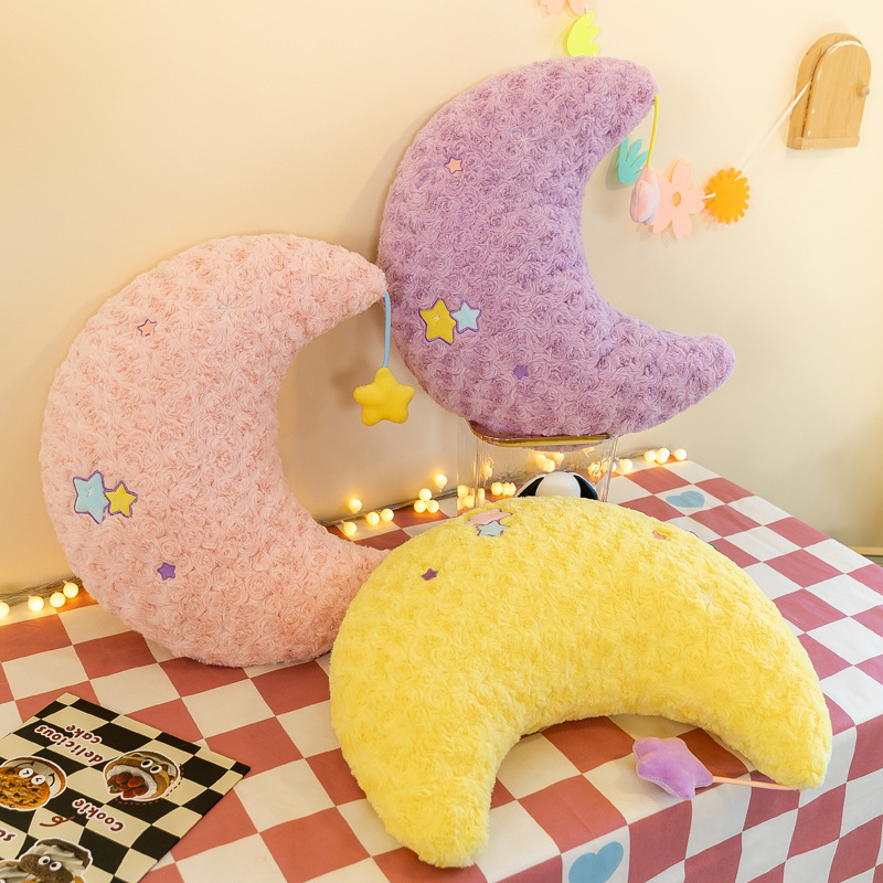 Peluche estrella y luna, almohada suave, para niñas, dormir y decorar, regalo