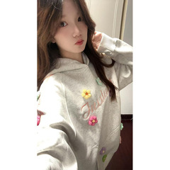 拼接小众撞色长袖女宽松上衣卫衣纯欲连帽宽松遮肚子百搭高级小众