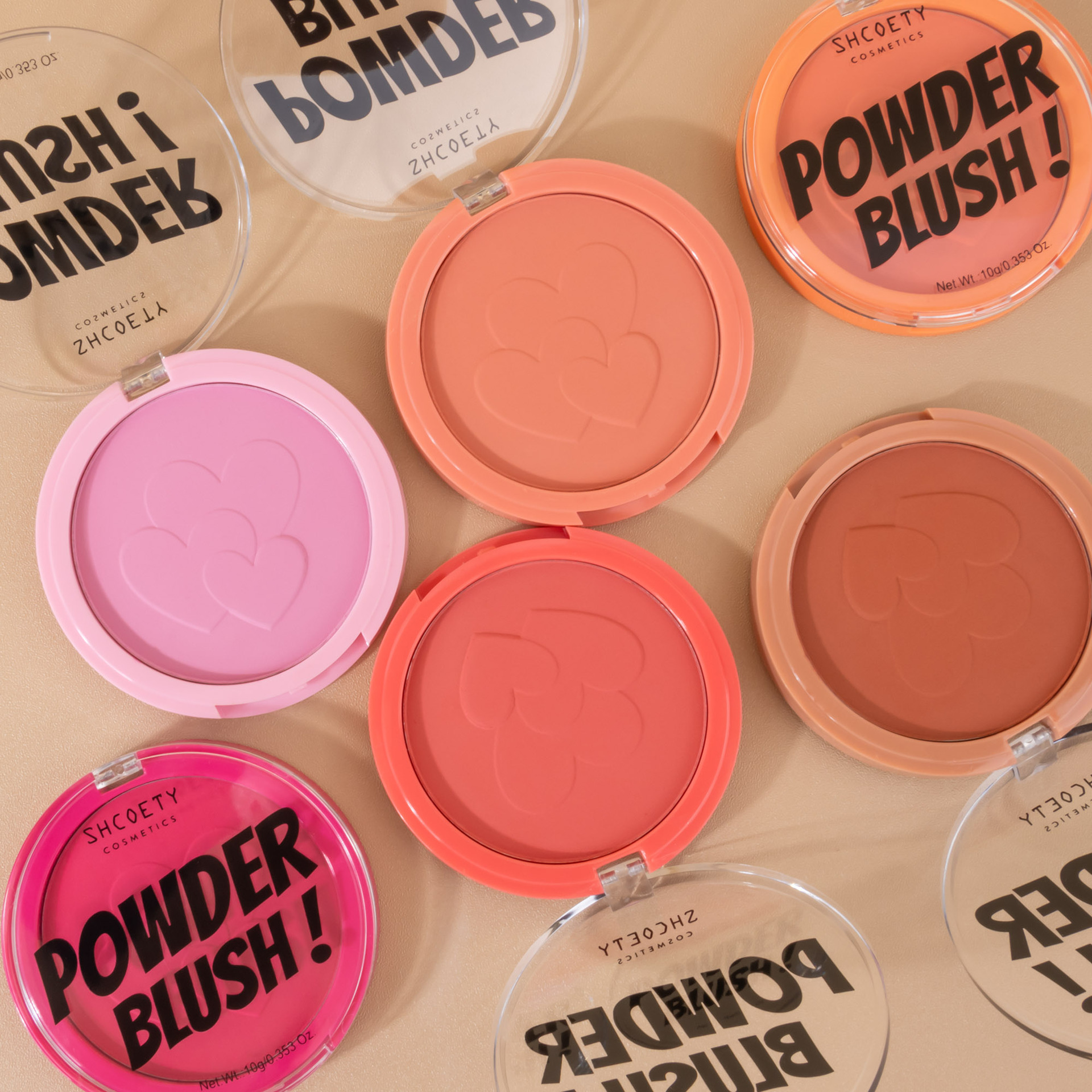 SHCOETY Cross-border Blush Powder Compact is natural and does not smudge, long-lasting complexion, matte and brightens blush palette, 6-color makeup undefined