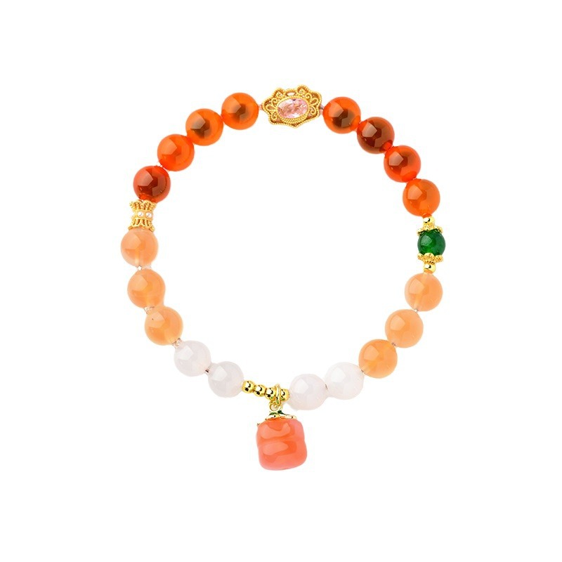 Venta al por mayor semi-azúcar color azúcar corazón ágata pulsera caqui Ruyi original de las mujeres moda fresca caliente pulsera joyería