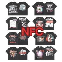 NFC地狱之星Hellstar潮牌短袖洗水做旧字母印花宽松T恤男女百搭夏