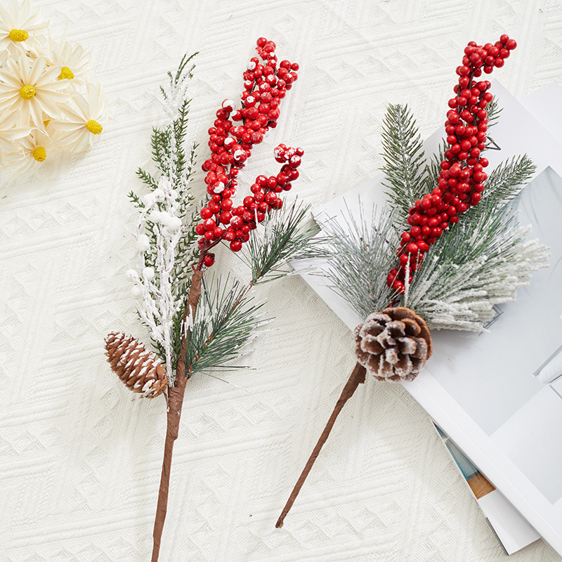 Navidad frutas rojas frutas blancas pinos imitación flores de Navidad decoración de Navidad accesorios colgantes de árbol de Navidad