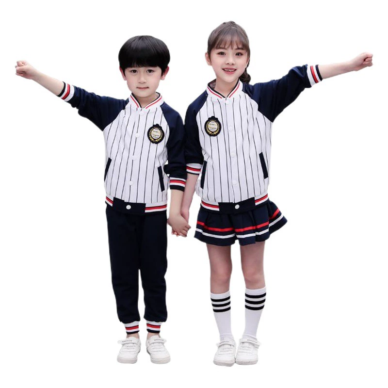 Садовая одежда для детского сада весенне-осенняя форма для начальной школы спортивная летняя форма из трех частей в английские полоски