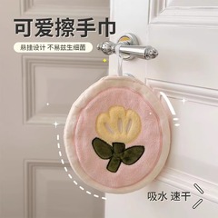 加厚吸水家用擦手巾挂式可爱郁金香厨房卫生间珊瑚绒方巾抹布
