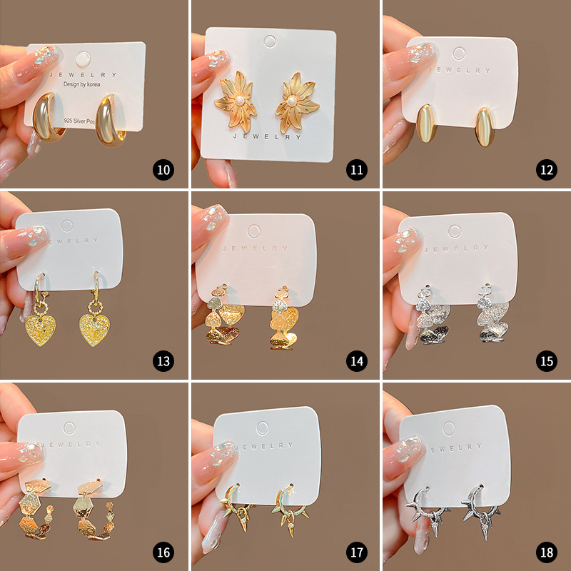 Copper Ear Needle Material Earrings Classification 1 Pair Quantity 1 Pair Fashion C Shape Square Heart Shape Alloy Earrings