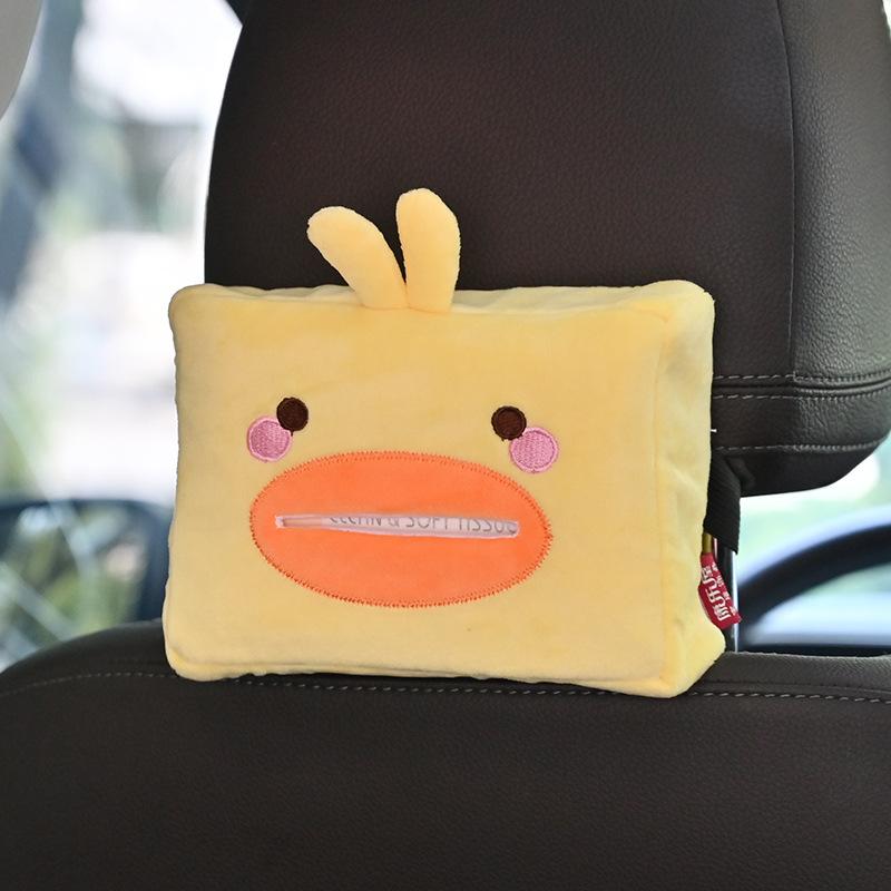 Caja de pañuelos de coche creativo caja de reposabrazos caja de pañuelos de coche lindo de dibujos animados colgando suministros de decoración interior