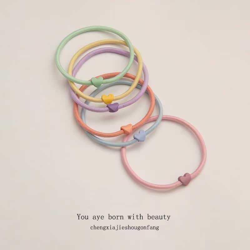 Candy Color Love Headband Female Student Hair Band Milk Tea Color Hair Band Cute Rubber Band Hand Rope High Elastic Leather Case Wholesale Candy Color Love Headband Female Student Hair Band Milk Tea Color Hair Band Cute Rubber Band Hand Rope High Elastic Leather Case Wholesale
