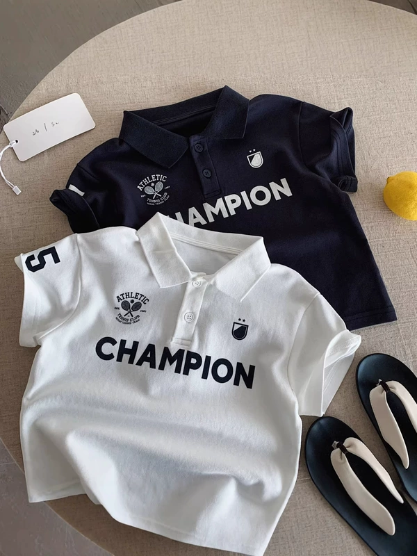Летняя детская спортивная футболка polo для отдыха в американском стиле короткий рукав в корейском стиле