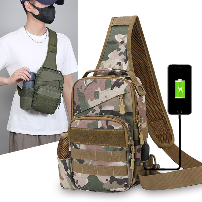 Bolso de pecho para hombres y mujeres nuevo bolso diagonal de un solo hombro al aire libre, mochila pequeña de camuflaje, bolso multifunción de ciclismo con tirachinas