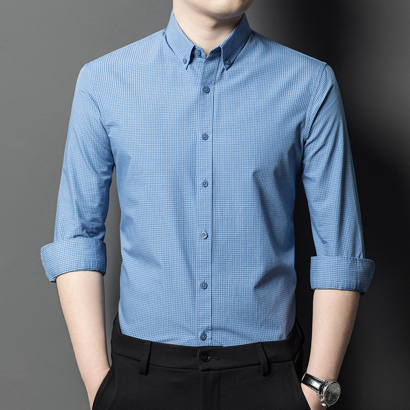 Middle-Aged Men's Spring and Autumn 100% Pure Cotton Long-Sleeve Shirts for Business, Commuting, Casual Wear, Versatile High-End Shirts for Men Wholesale Middle-Aged Men's Spring and Autumn 100% Pure Cotton Long-Sleeve Shirts for Business, Commuting, Casual Wear, Versatile High-End Shirts for Men Wholesale
