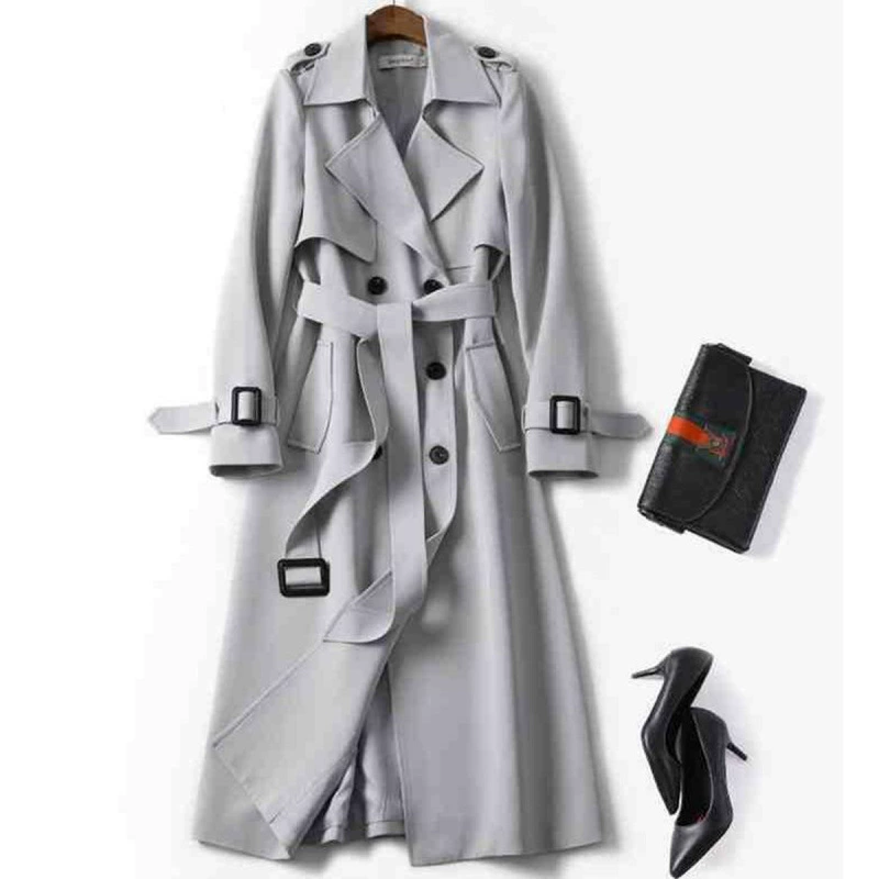 Длинное осеннее trench coat, японско-корейский стиль, для импорта, середина длины, корейский стиль, британский стиль