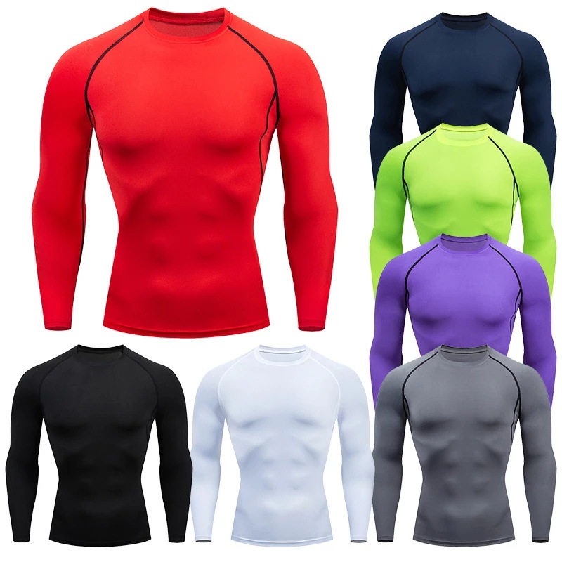 AliExpress eBay Amazon Comercio exterior de los hombres medias que absorbe el sudor de manga larga Camiseta deportiva ropa de entrenamiento de los hombres camiseta